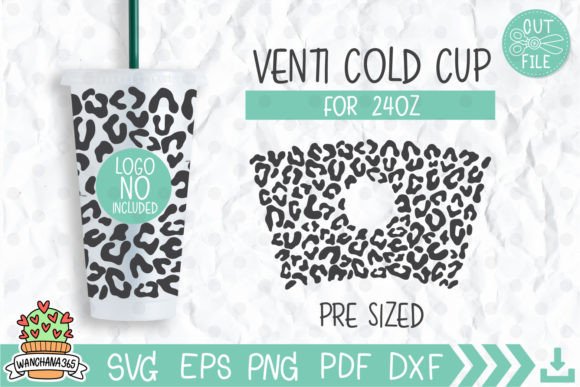 24oz Leopard Pattern Venti Cold Cup Graphics