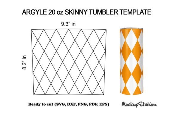 Argyle 20oz Skinny Tumbler Template SVG for Graphics & Crafts