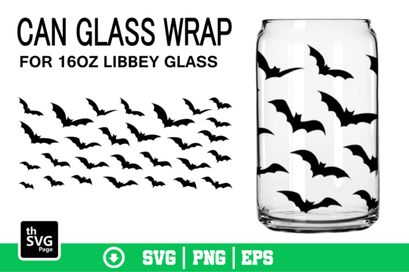 Bats Halloween Can Glass Wrap SVG PNG: Graphics for Crafts & Branding