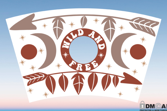 Boho Feather 24oz Venti Cup Wrap SVG: Graphics & Print Templates