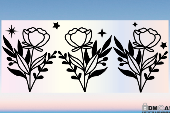 Boho Wildflower 16oz Libbey Glass SVG Graphics & Print Templates