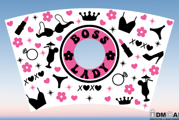 Boss Lady 24oz Venti Cup Wrap SVG: Graphics & Print Templates