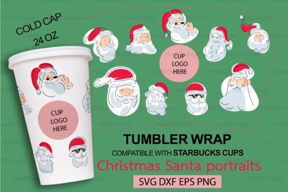Christmas Santa Portraits Tumbler Wrap: Graphics & Crafts