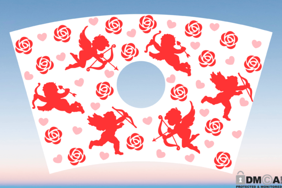 Cupid Rose 24oz Venti Cup Wrap SVG: Graphics & Print Templates
