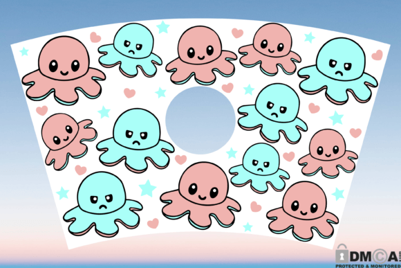 Funny Octopus 24oz Venti Full Wrap SVG: Graphics & Print Templates