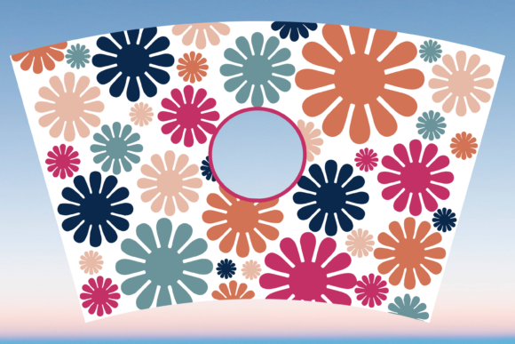 Groovy Retro Flowers Starbucks Cup SVG: Graphics & Print Templates