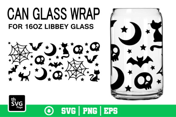 Halloween Spider Web Can Glass Wrap SVG