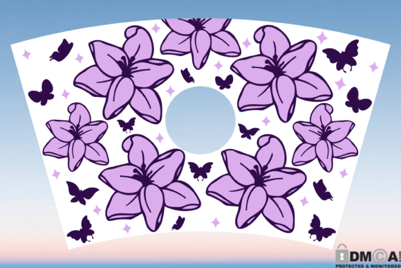 Lily Flower 24oz Venti Cup Wrap SVG: Graphics for Crafts & Content