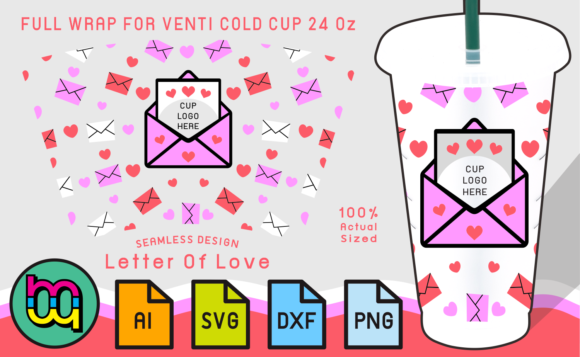 Love Letters Valentine Star Cup SVG: Graphics & Print Templates