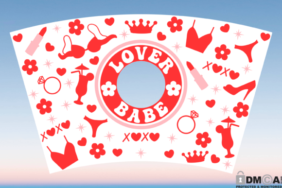 Lover Babe 24oz Venti Cup Wrap SVG: Graphics & Print Templates