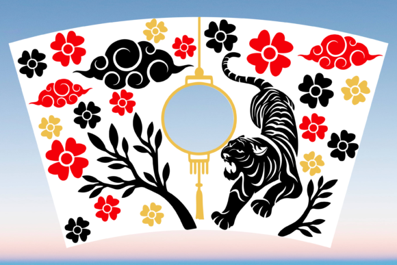 Lunar New Year Tiger Starbucks Cup SVG: Graphics & Print Templates