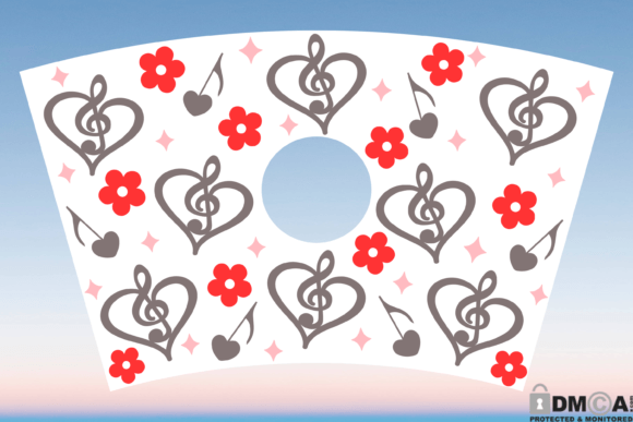 Music Love Floral 24oz Venti Cup Wrap: Graphics & Print Templates
