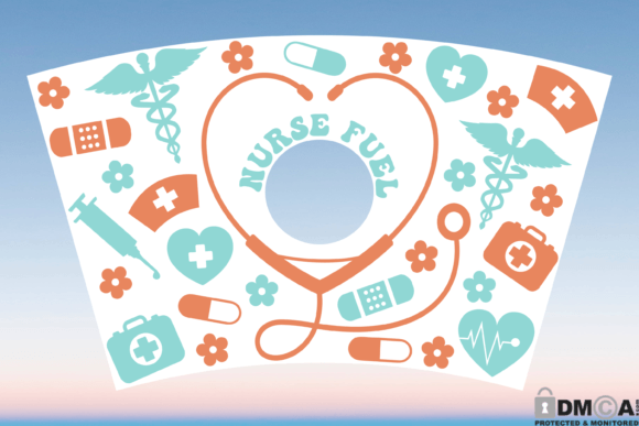 Nurse Fuel 24oz Venti Cup Full Wrap SVG: Graphics & Print Templates