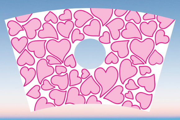 Pink Hearts Valentines Starbucks Cup SVG: Graphics for Print Templates