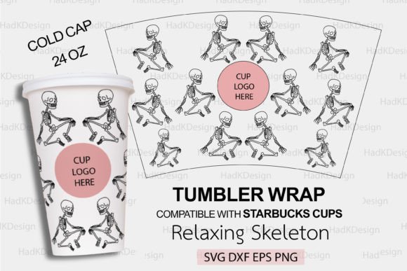 Relaxing Skeleton SVG Tumbler Wrap: Graphics for Crafts