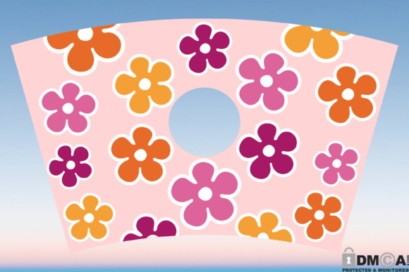 Retro Flower 24oz Venti Cup Wrap SVG: Graphics & Print Templates
