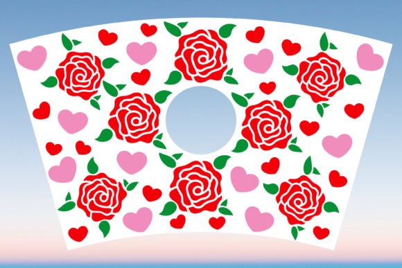 Rose Heart Valentines Starbucks Cup SVG: Graphics & Print Templates