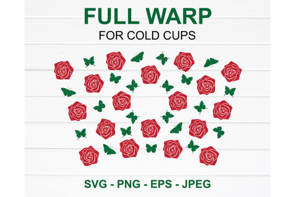Roses and Butterfly Starbucks Cup Svg: Graphics for Crafts