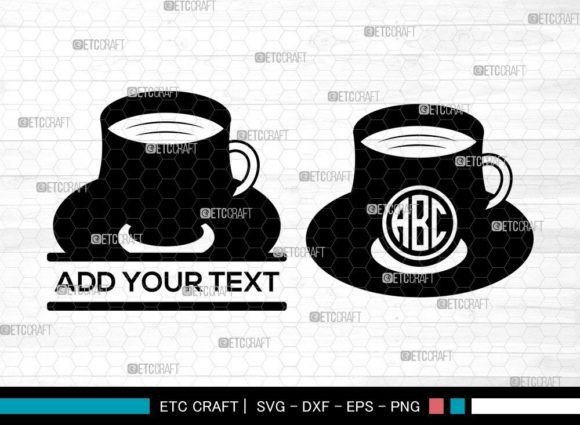 Tea Cup Monogram SVG: Graphics for Crafts & Content