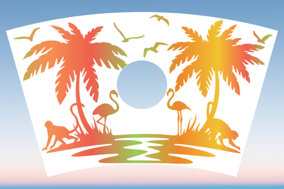 Tropical Beach Jungle Starbucks Cup SVG: Graphics & Print Templates