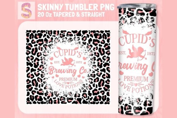 Valentines Leopard Tumbler PNG, Cupid — Graphics for Crafts