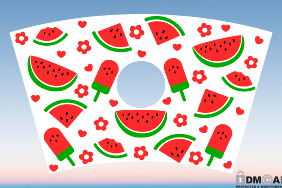Watermelon 24oz Venti Cup Wrap SVG: Graphics & Print Templates